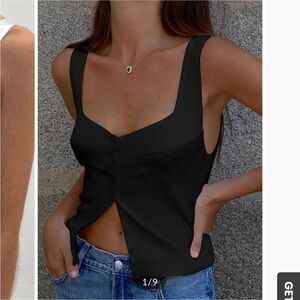 Commense Casual Button-Front Strappy Top